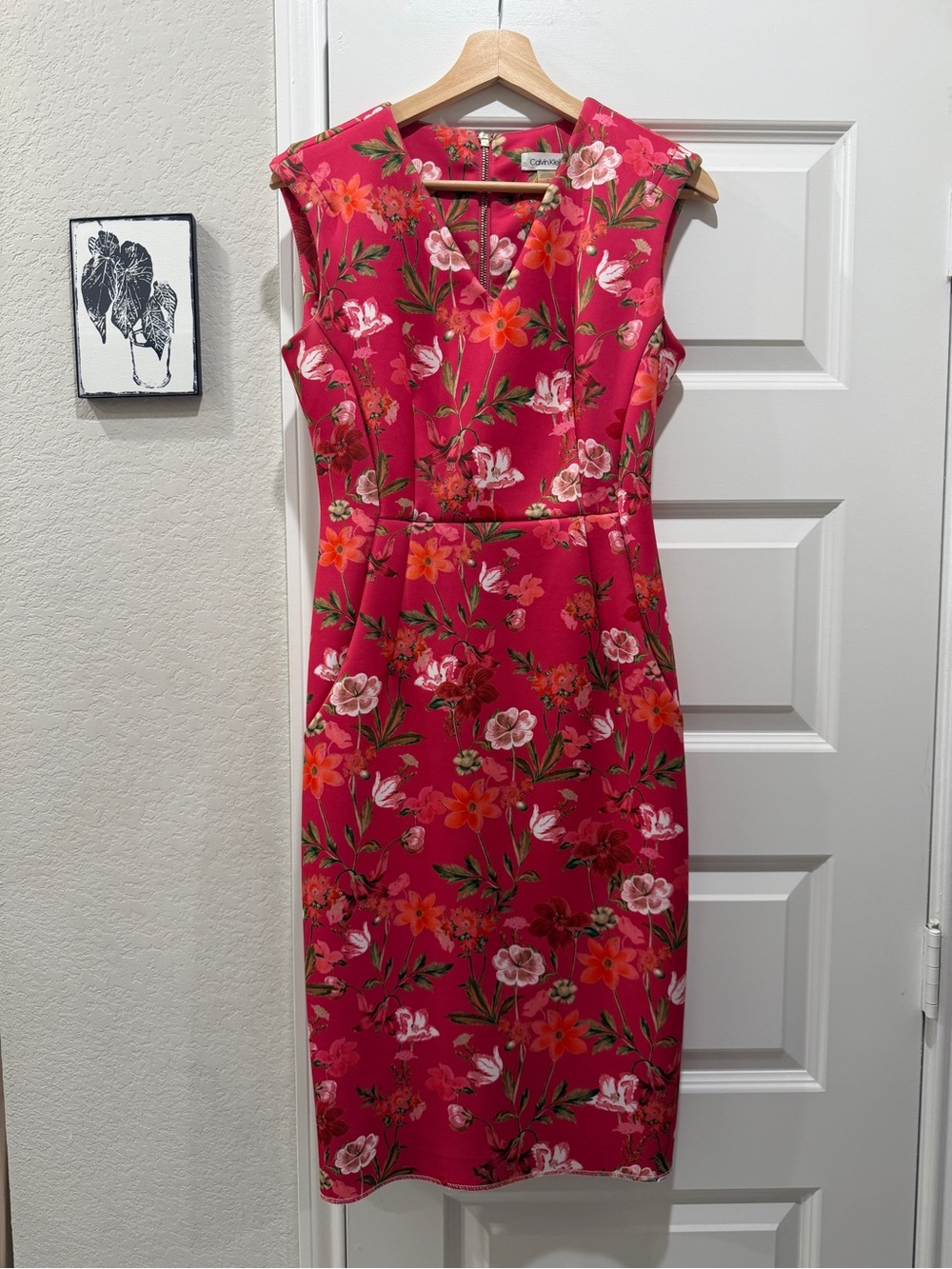 Calvin Klein Hot Pink Floral Sheath Dress